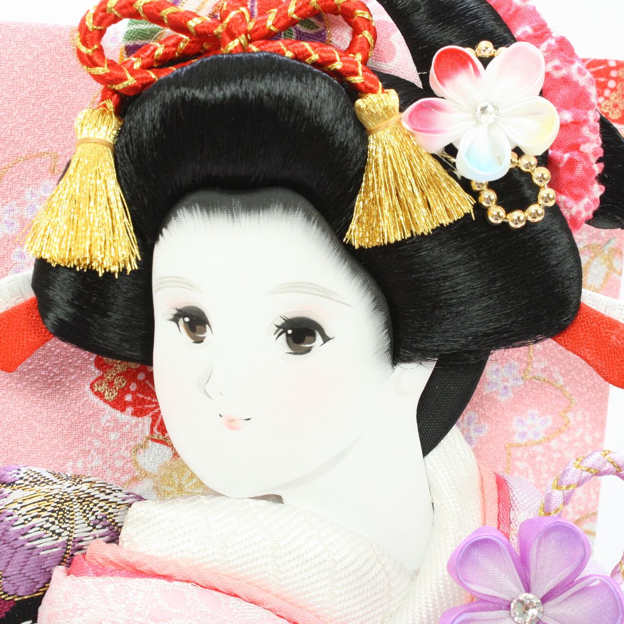 羽子板飾り《商品コード》10310-0134 花振袖刺繍｜初正月｜省スペース