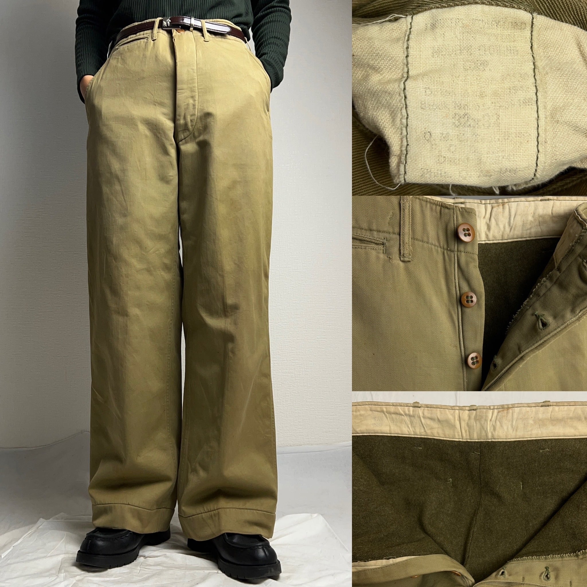 1940's M-1941 U.S.ARMY LINED CHINO TROUSERS W32 40年代 