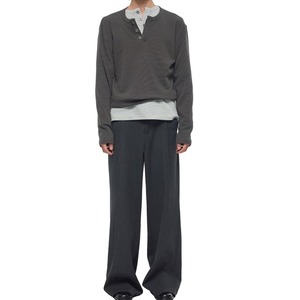 ワッフルヘンリーネックロングTシャツ　1179