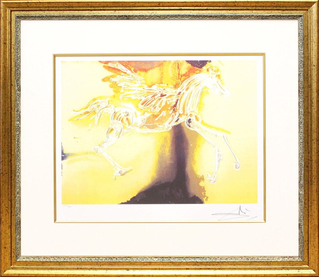ダリ 絵画「ペガサス」額縁4色選択可能 作品証明書 展示用フック 限定 