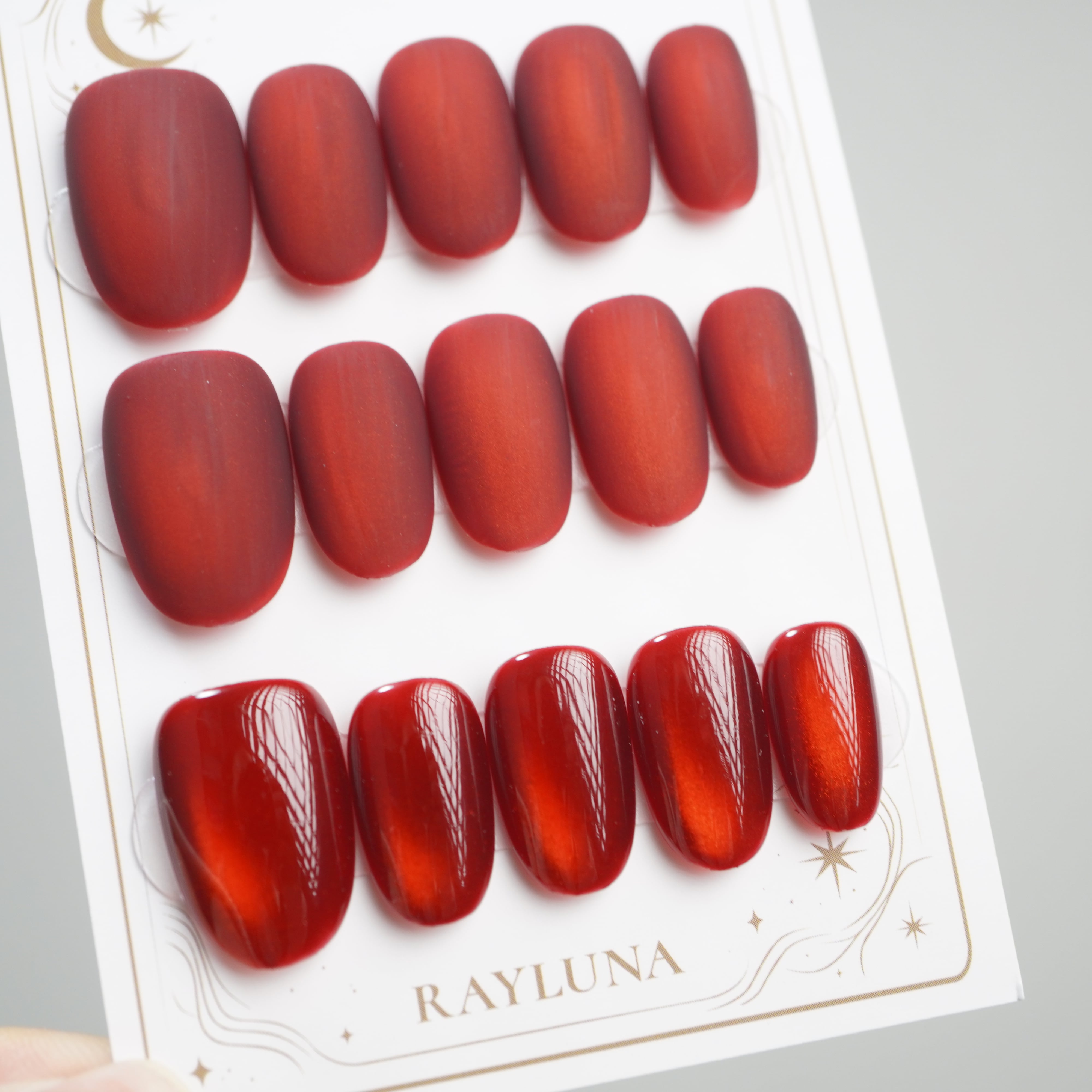 【#753A】繰り返し使える【プレミアム】ネイルチップ15枚セット/ボルドー 赤/ミディアム オーバル/XY313