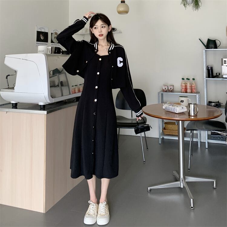 アウター ワンピース ブルゾン シャンパー 膝丈 ひざ丈 膝上 袖あり