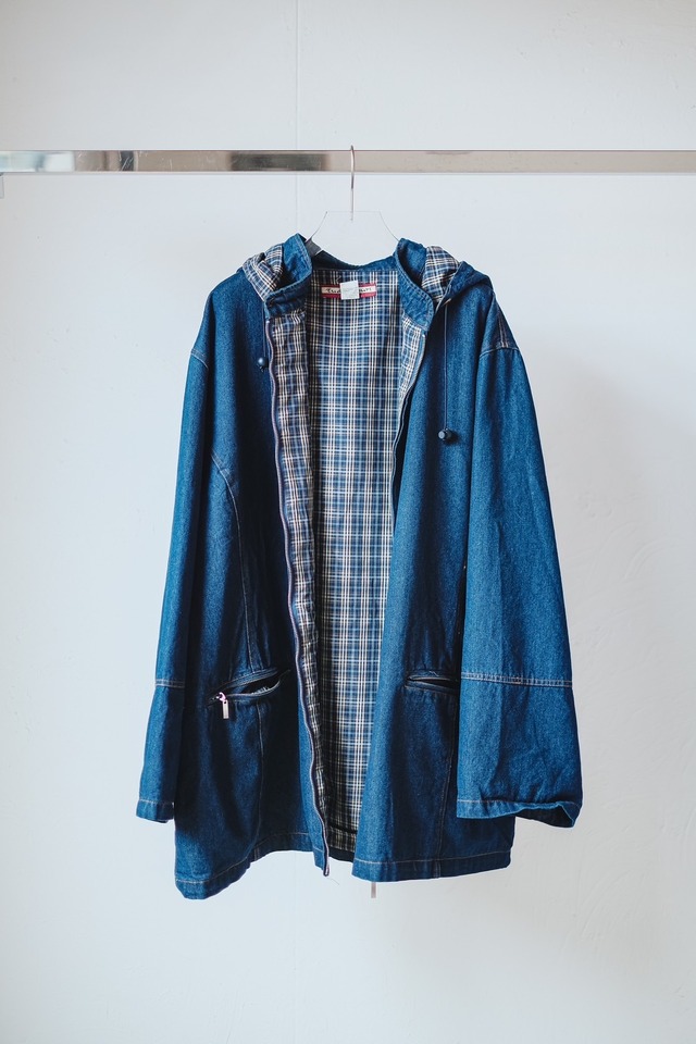 1990s denim oversized hooded jacket