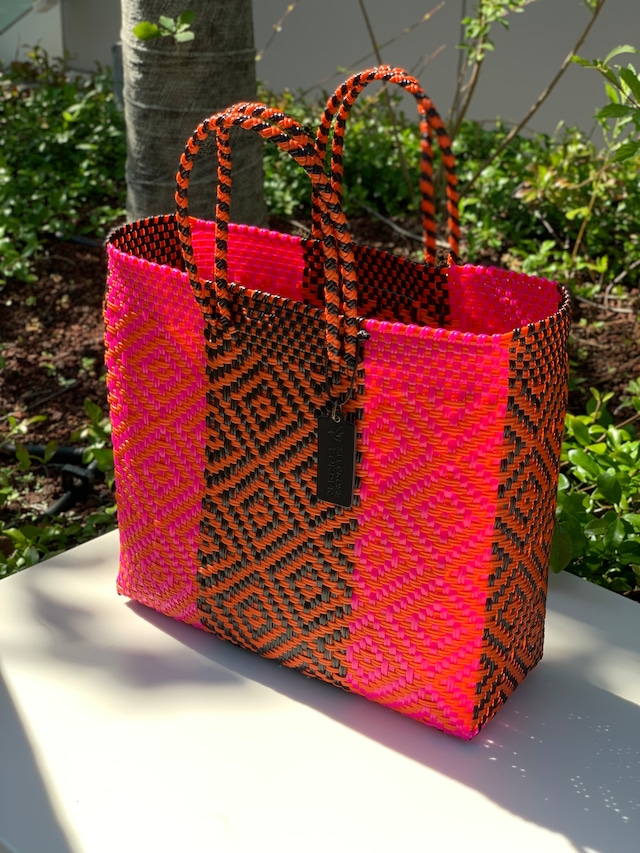 S Mercado Bag (Normal handle) Pink/Black/Orange