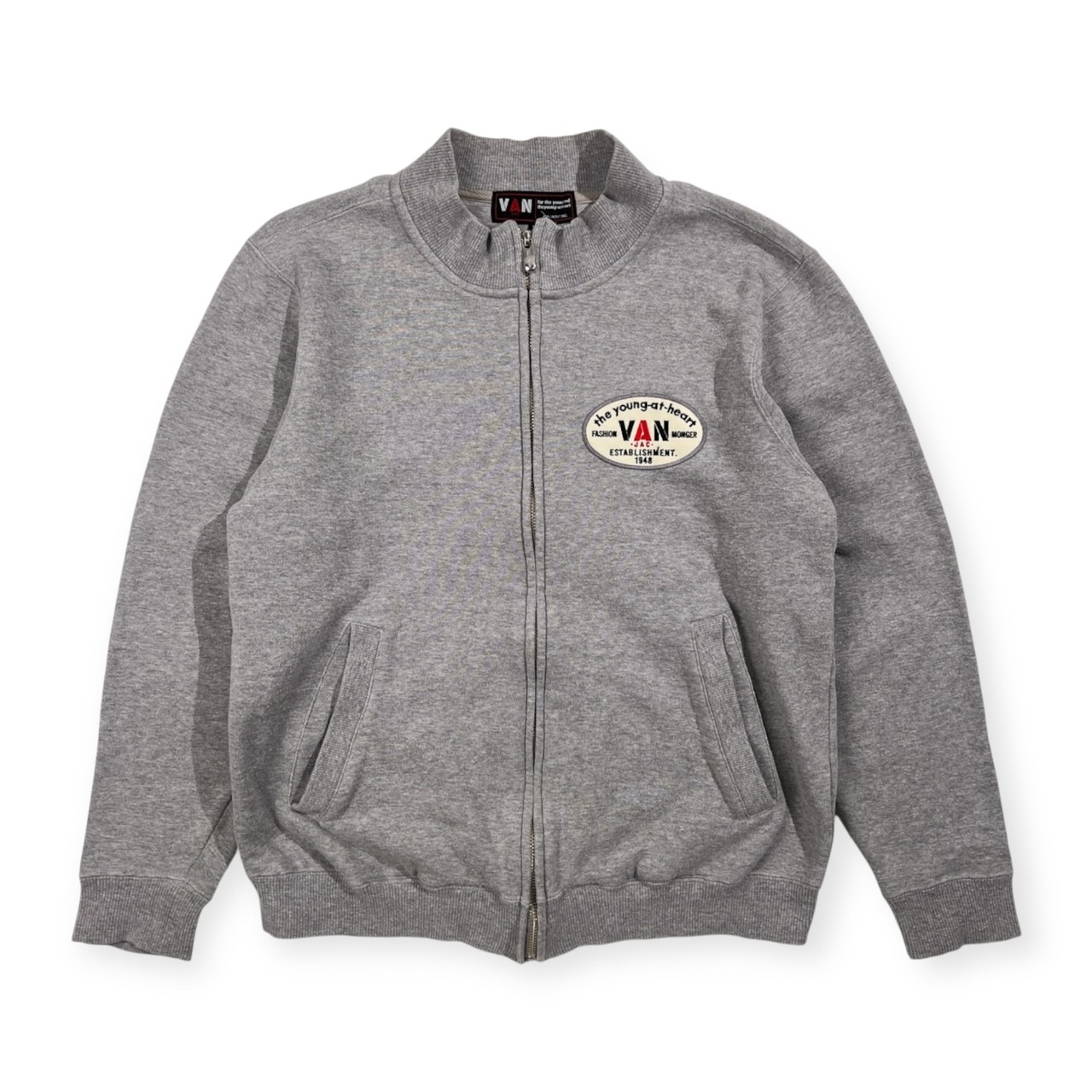 VAN JAC ヴァンヂャケット ワッペン付き ジップアップ スウェット ジャケット サイズ M /グレー/日本製