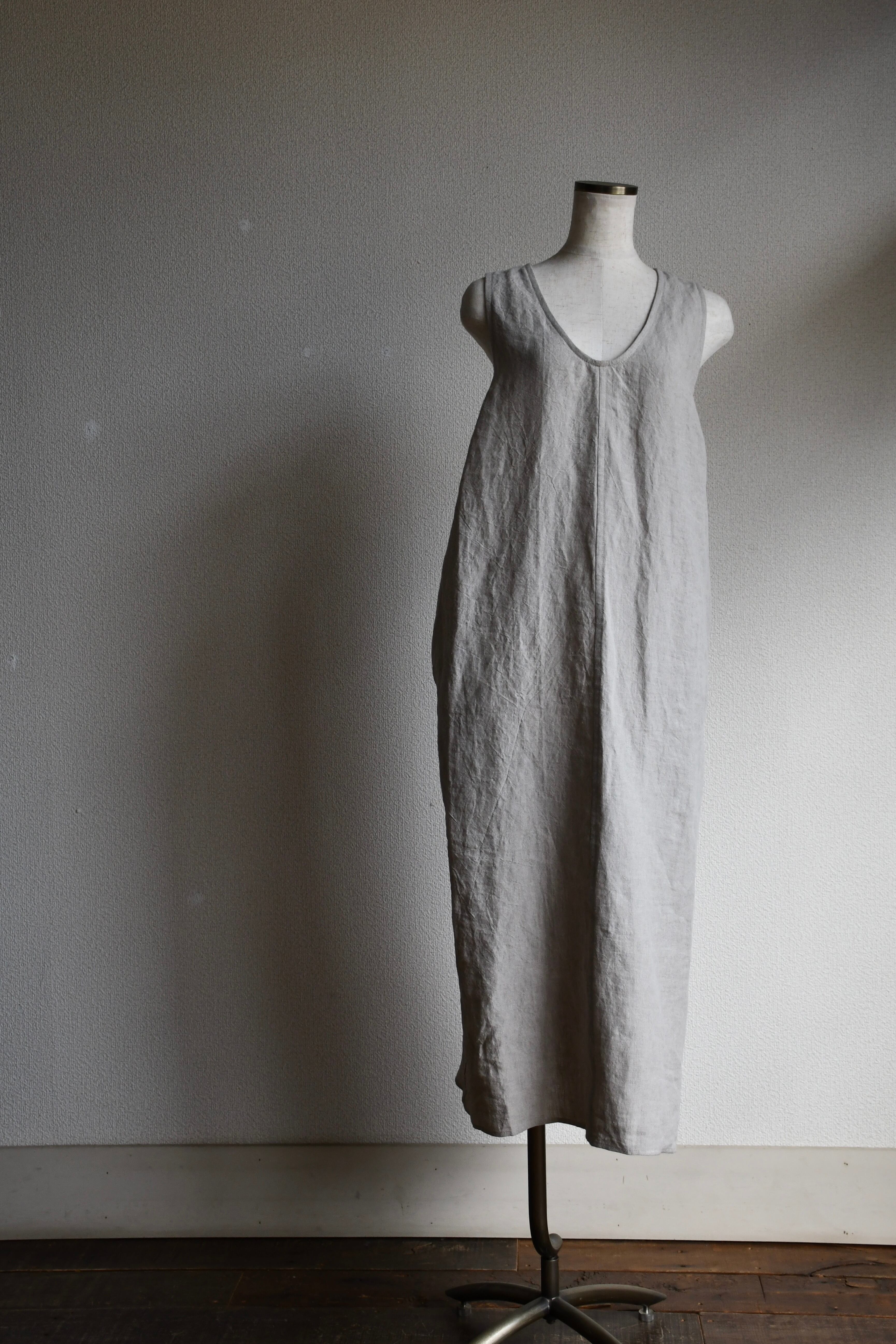 Linen backcross one-piece col:生成り