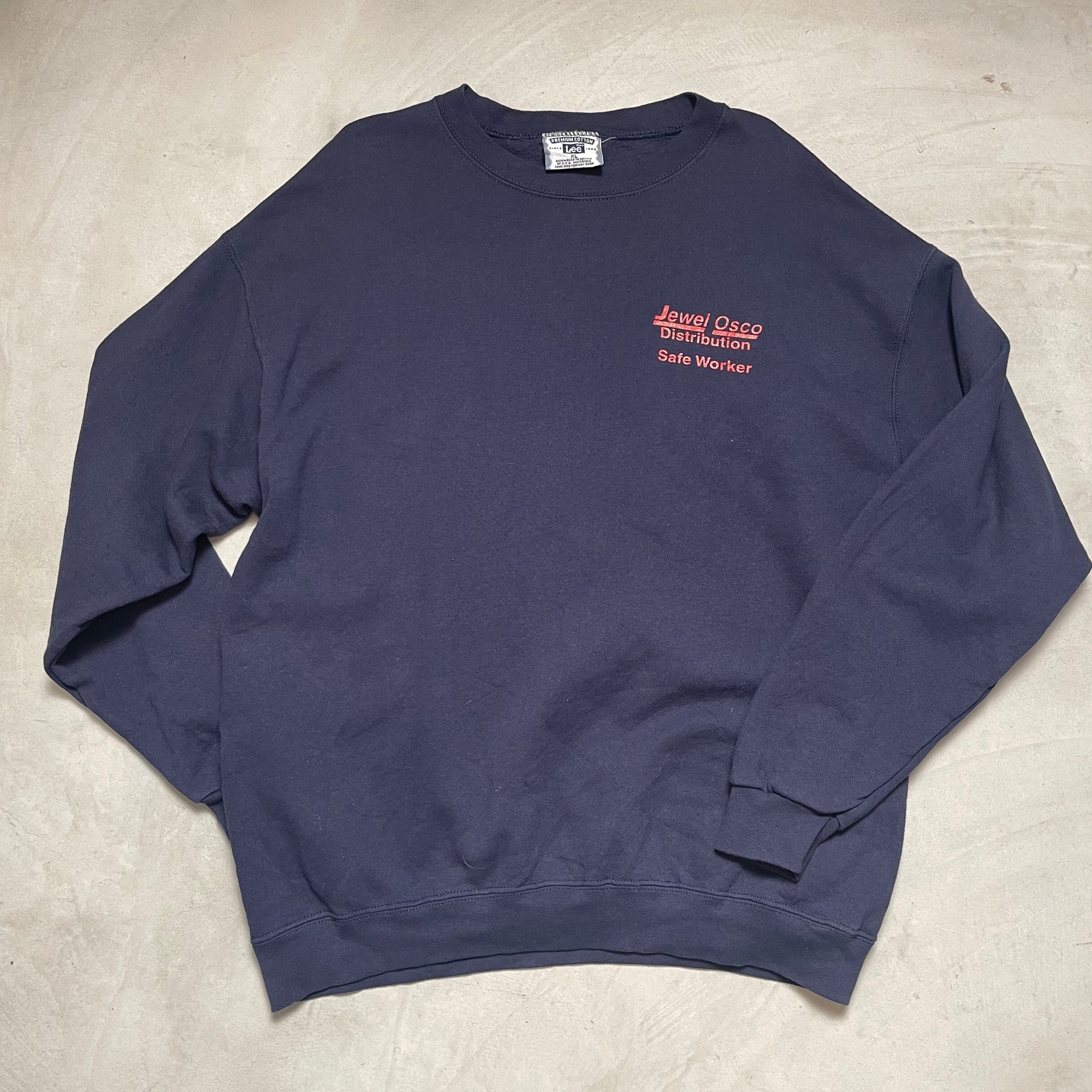Lee リー ワンポイント 企業ロゴ プリント スウェット メンズXL相当 古着 トレーナー ネイビー 紺 ヴィンテージ ビンテージ【トレーナー】