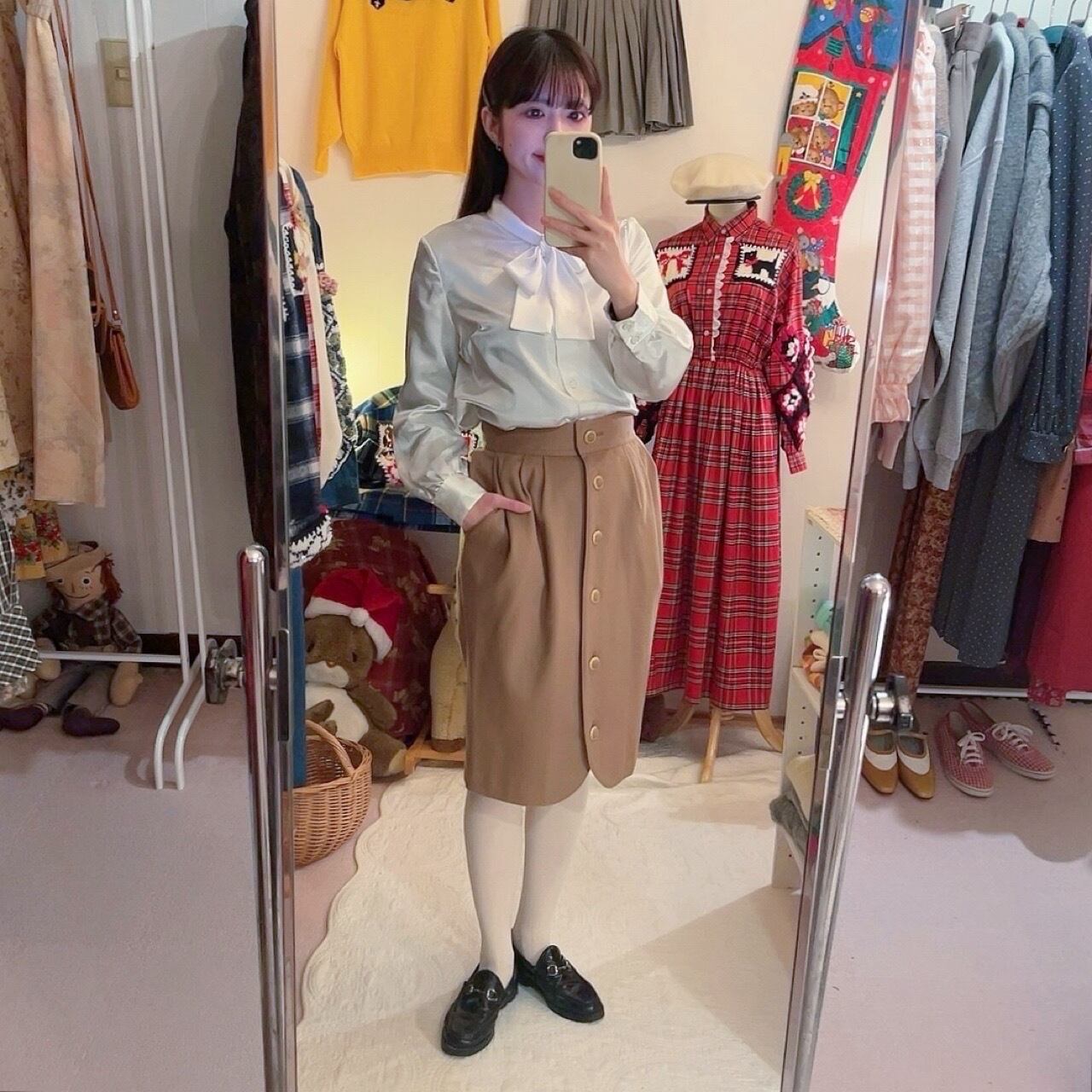 butterfly ribbon white blouse