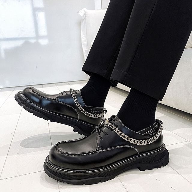 予約販売】レザーシューズ メンズ ローファー チェーン シューズ 靴 