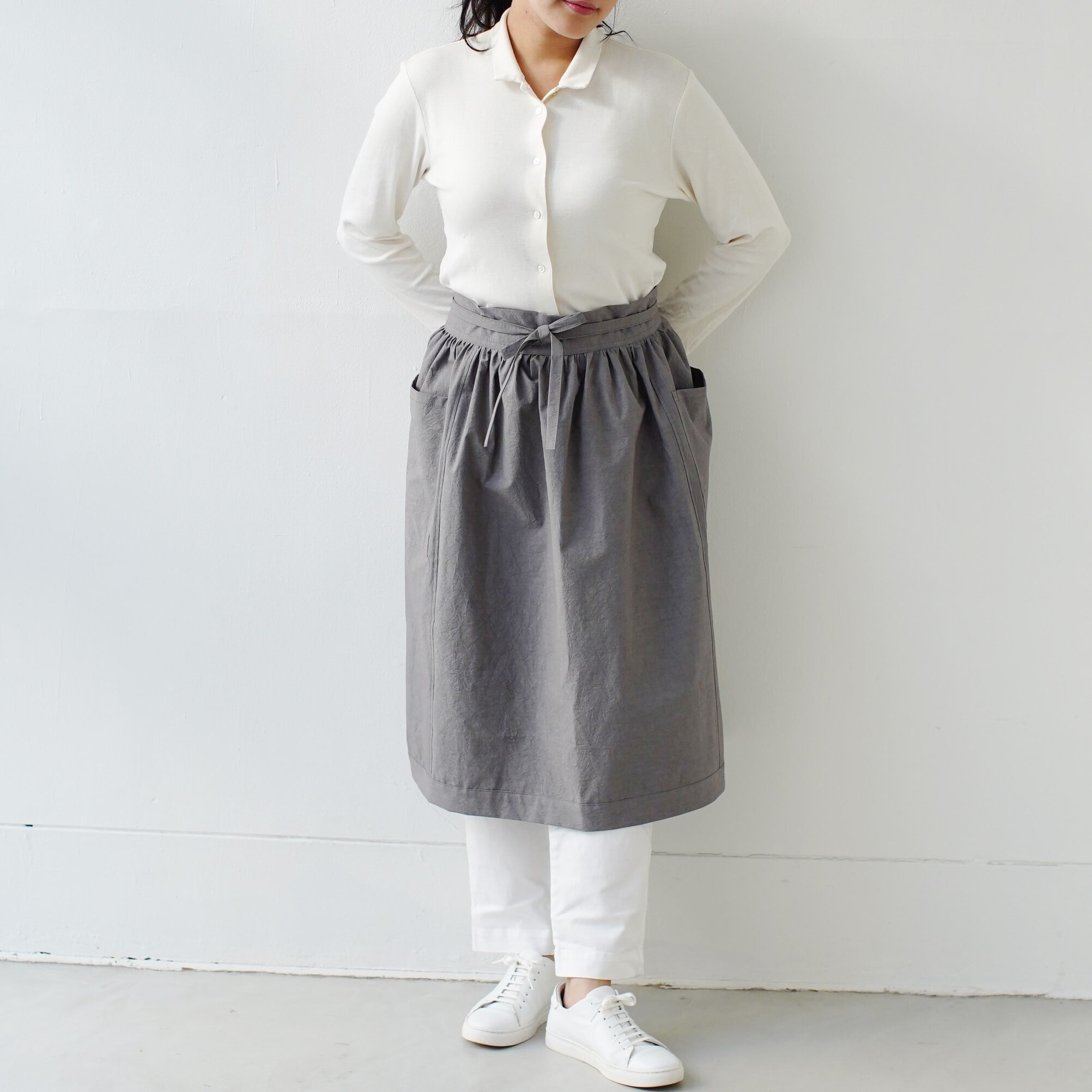 エプロンスカート　apron skirt / コットン　cotton / brown・gray