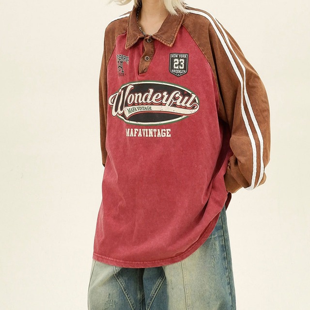 ヴィンテージロゴラインミックスラガーシャツ 2col   R01375