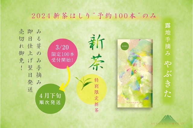 ★2024新茶はしり★限定100本【露地手摘み やぶきた】80g