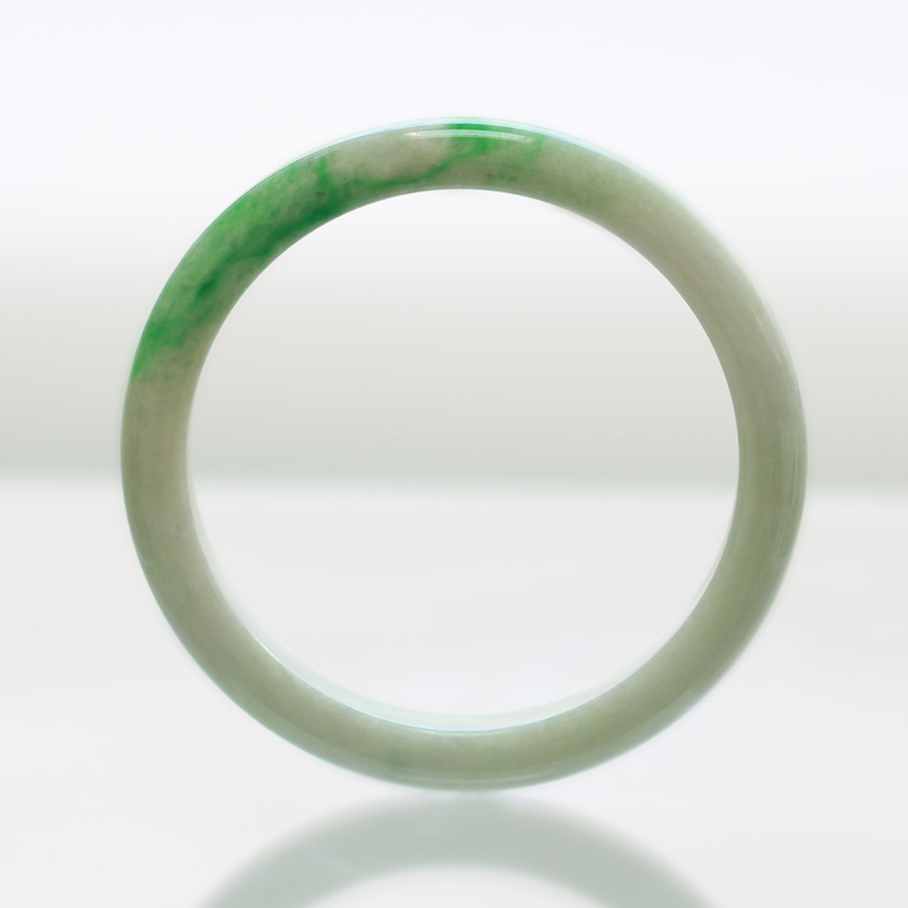 【内径 約56.5mm】 Point Marble Komaru 翡翠バングル A貨翡翠 jd_bg1435