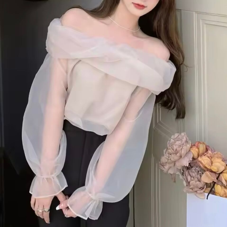 シフォンオフショルブラウス