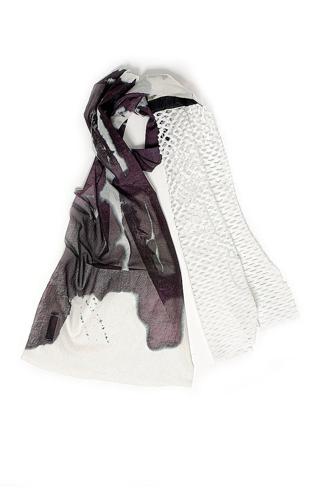 INKJET MONO CORNICE SCARF - 【SILKシルク】71S90BK