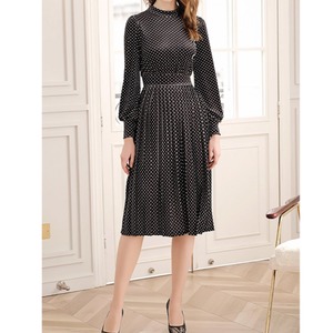 クラシカルドット 水玉模様 ドット柄 美シルエット ワンピース　G1198