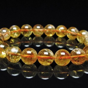 シトリン ブレスレット 虹入り 10mm シトリンクォーツ ブレス メール便可 一点物 111-50426