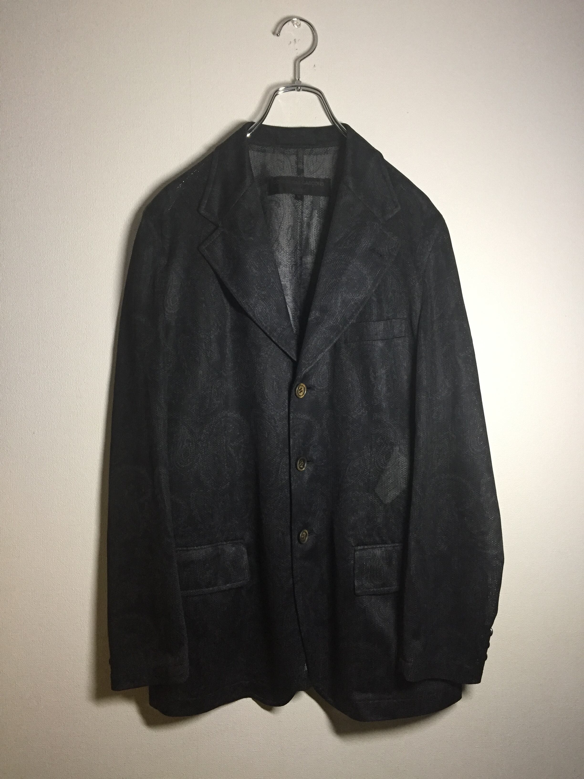 COMME des GARCONS HOMME 総柄 デザインジャケット ペイズリー柄 メッシュ素材 透け感