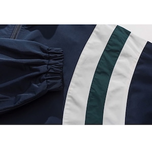 ★CONTRAST COLOR SPLICING STAND COLLAR JACKET　　　A0794