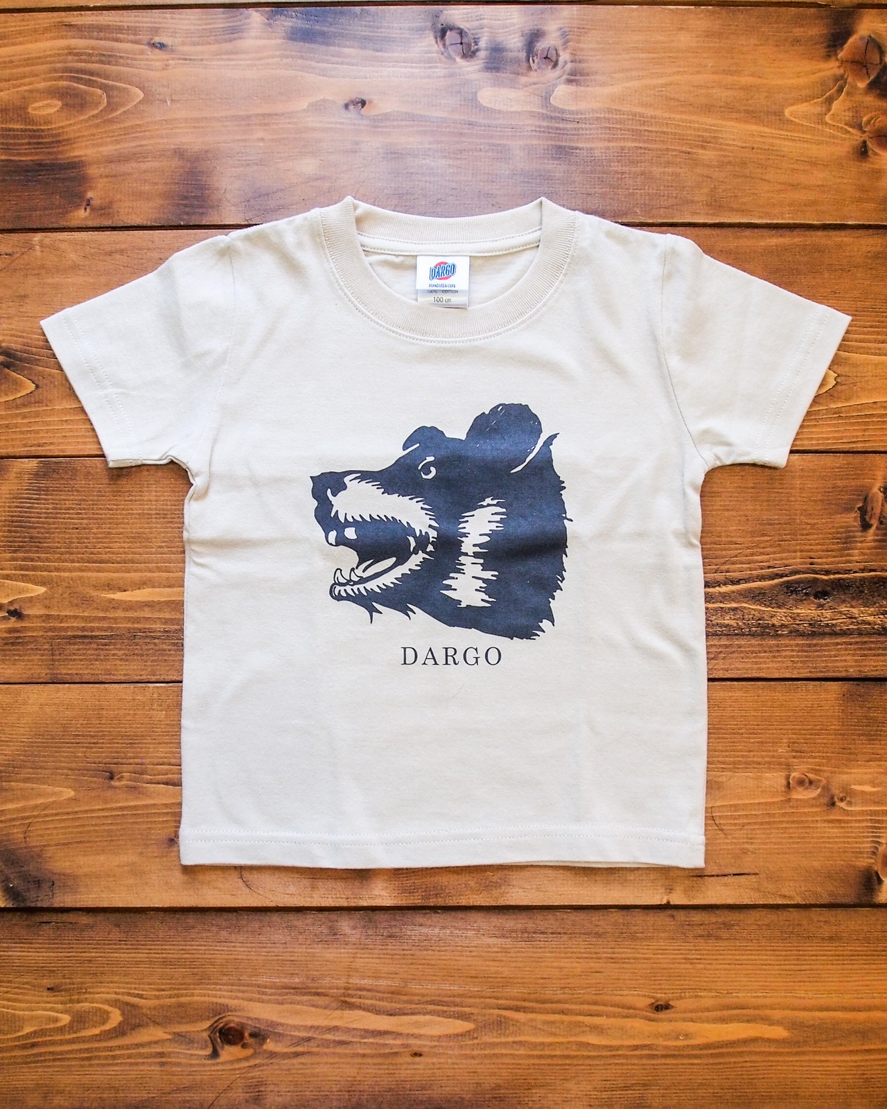 【キッズ】【DARGO】"BEAR FACE" Kids T-shirt（SAND BEIGE）