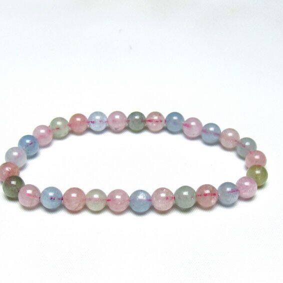 ミックスカラーベリル ブレスレット 6mm 一点物 メール便可 [M便 1/10] 111-48848