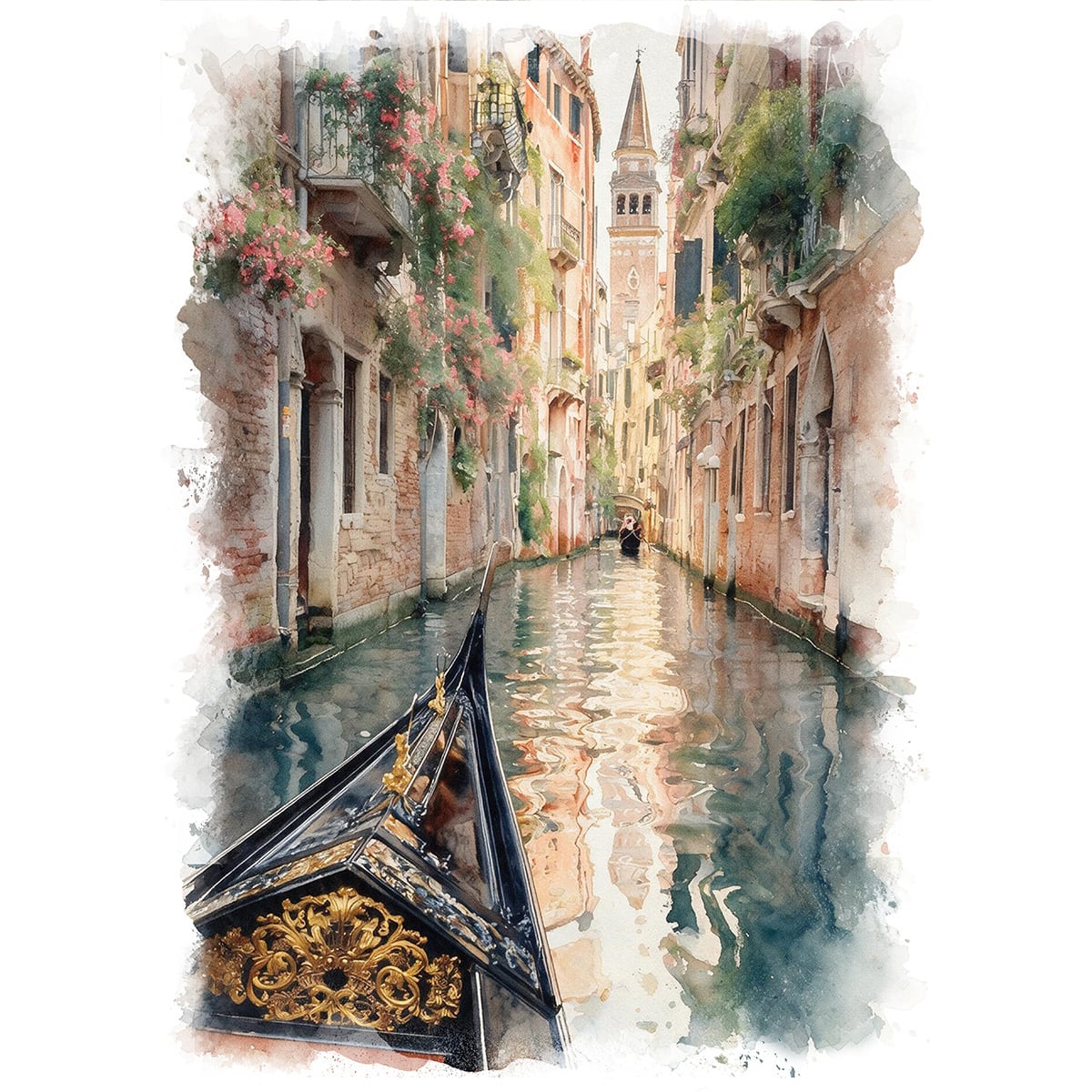 絵画 イタリア 風景画(街並み) ヴェネツィアの運河 インテリアアート額