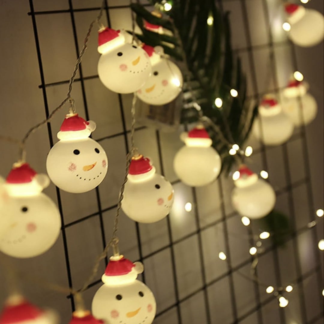 照明 1.6m LEDライト 丸型 サンタクロースor雪だるま ーVer2ー イルミネーション クリスマス 飾り付け イルミネーション LED  ワイヤー 電池式 2m 20球 防水 ワイヤーライト 銀ジュエリーライト デコレーションライト ツリー AiO ONLINE STORE
