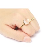 S925 OVAL STONE RING GOLD -Rose Quartz-