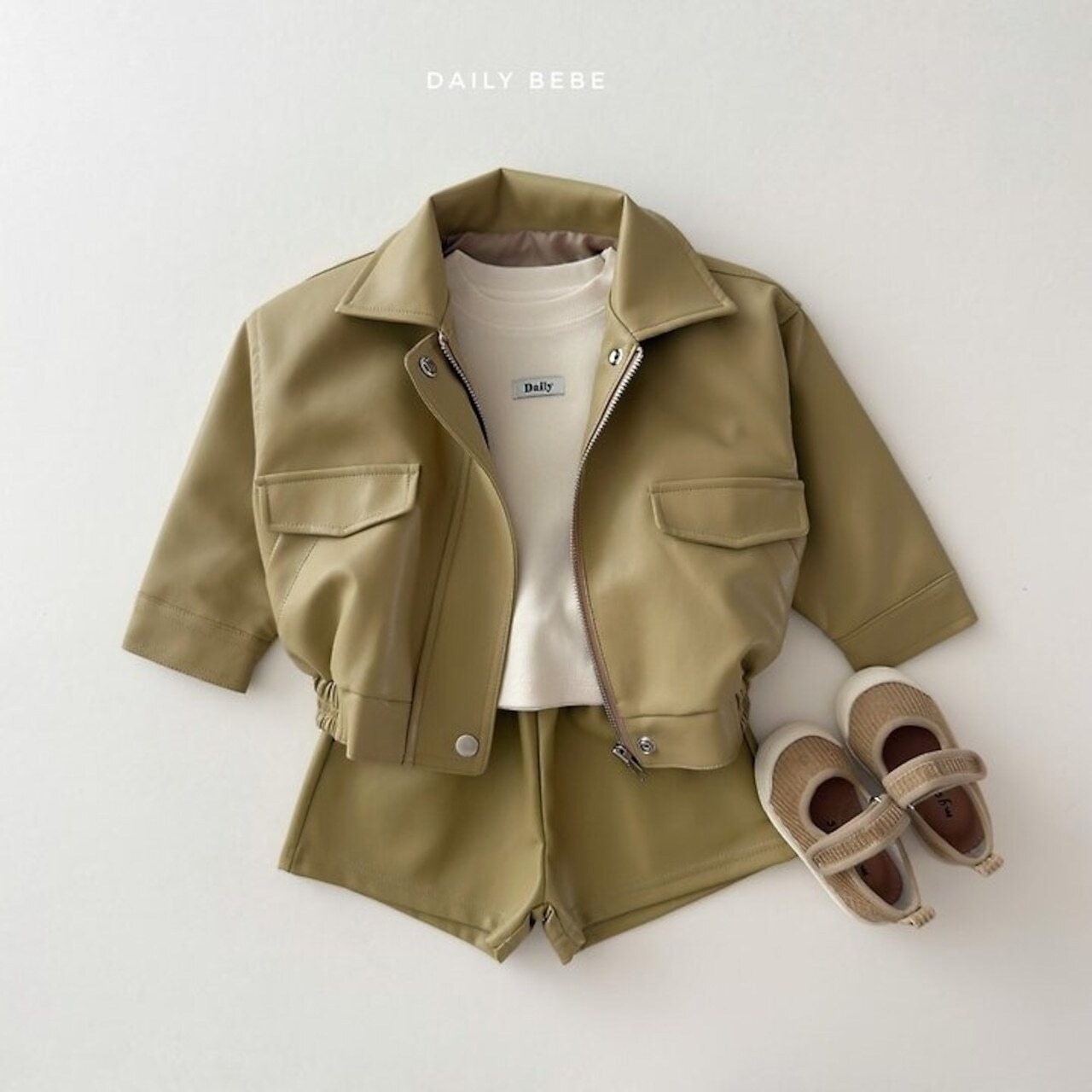 韓国子供服 / 26Autumn / 〖取寄〗DAILYBEBE / フェイクレザージャケット / キッズ服 / ジュニア服 / 秋服 *XS~JL*