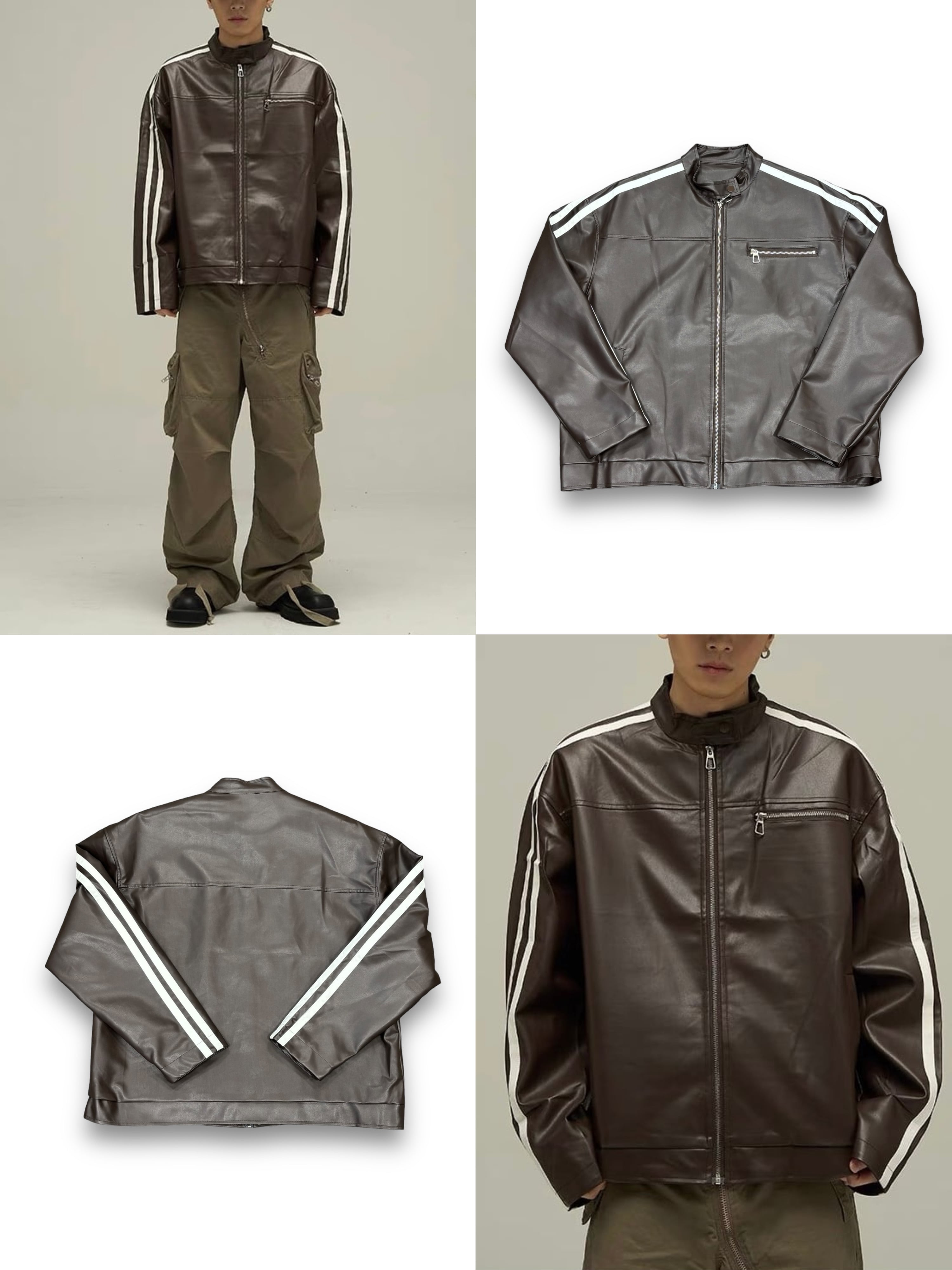 【PLANET STUDIO】line leather jacket