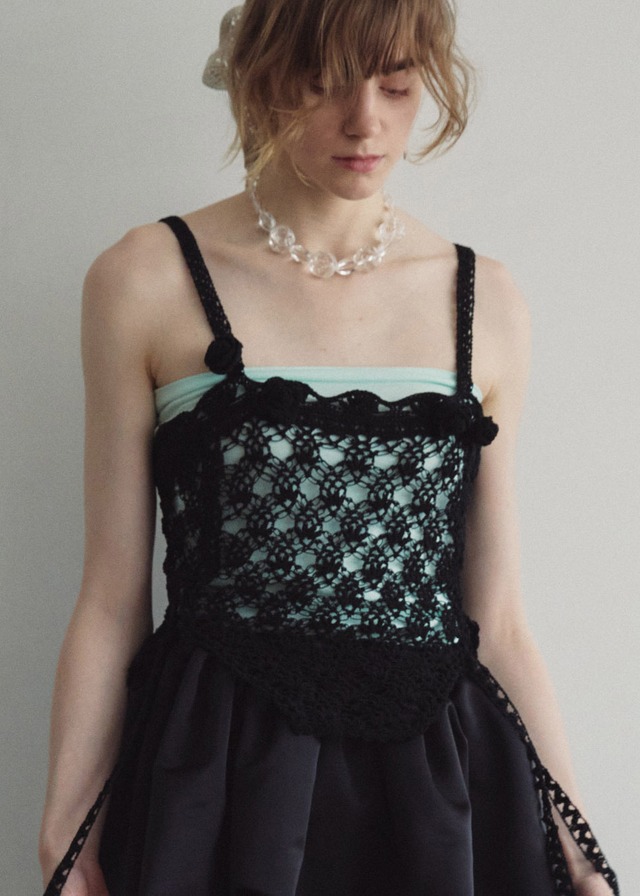 Solomon's knot crochet bustier / C/♯black