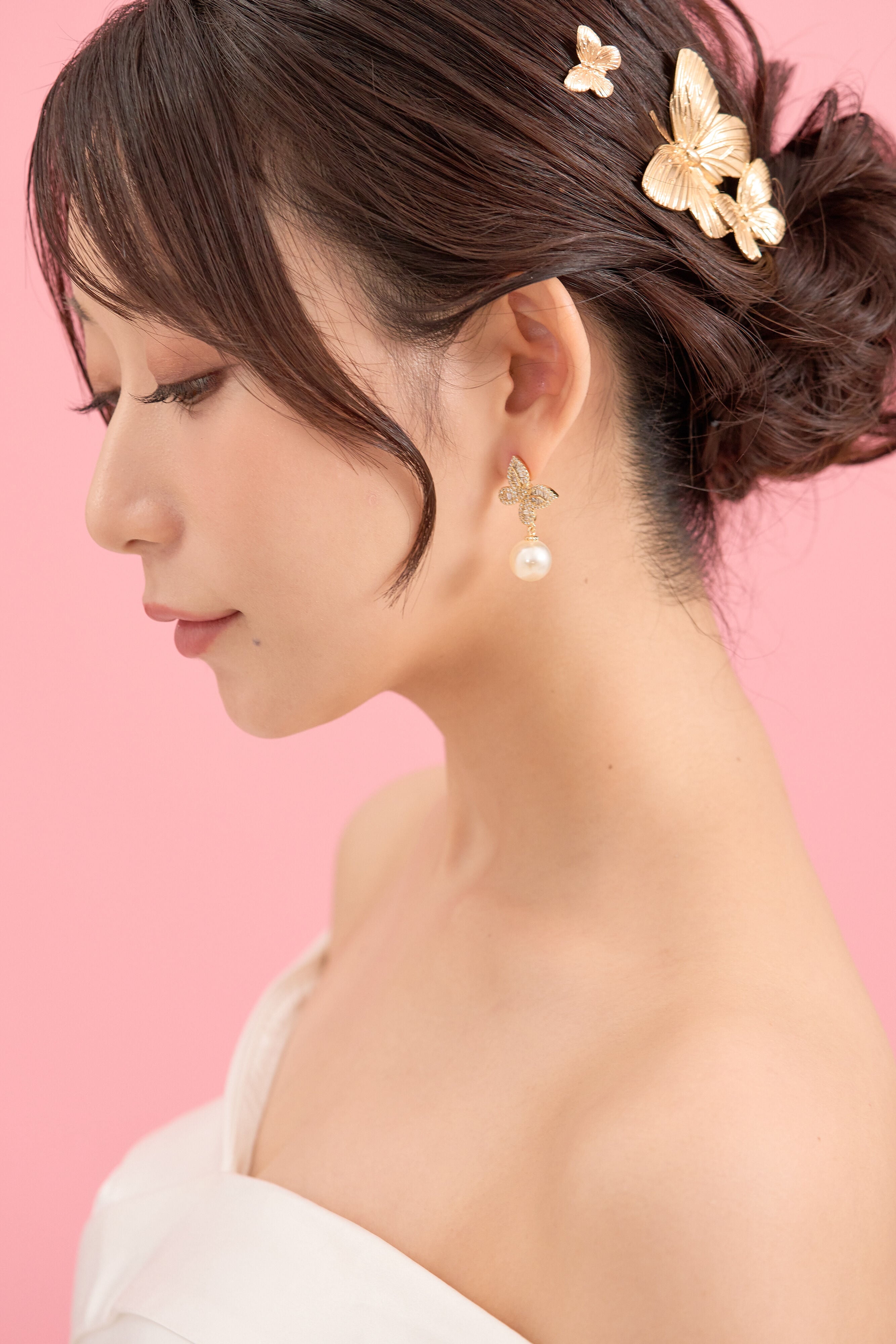 H-162 Butterfly ヘアピン 4点セット Silver/Gold | ティアラ