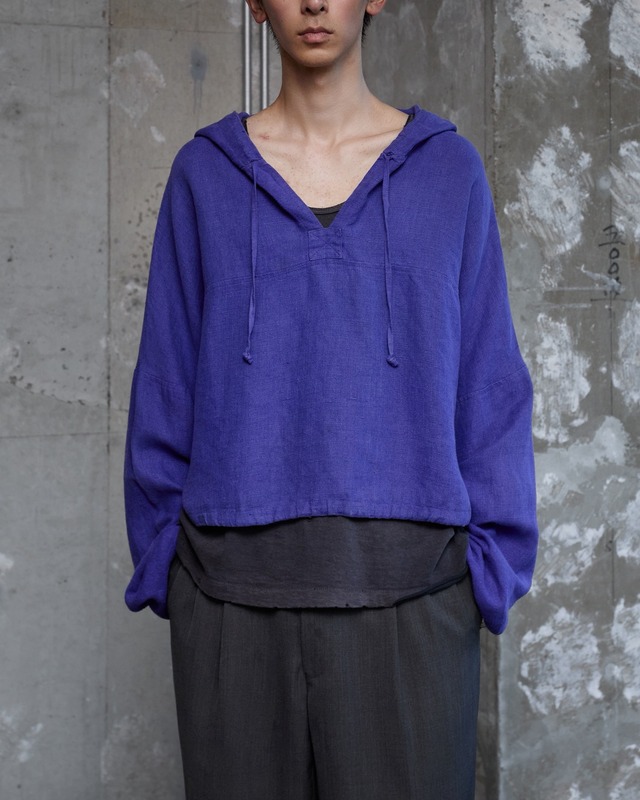 extra wide dolman sleeve hoodie smock / 100% linen / From SWEDEN