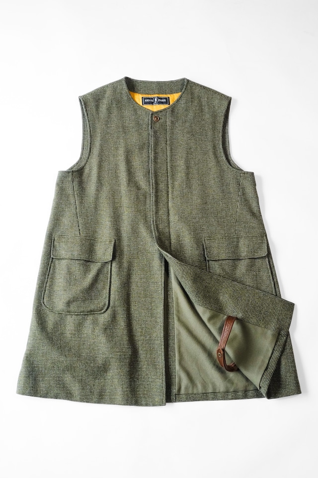"ARNYS PARIS" Wool Tweed Riding Vest Coat - Silk × Cashmere Lining