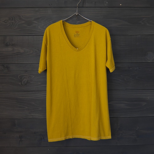 Hanes VネックT Mustard M★