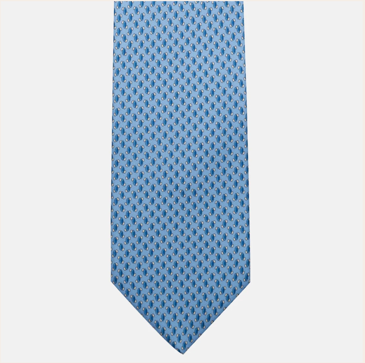 Cravatta 3 pieghe in Seta, Micro Fantasia, Celeste - JC056668-5