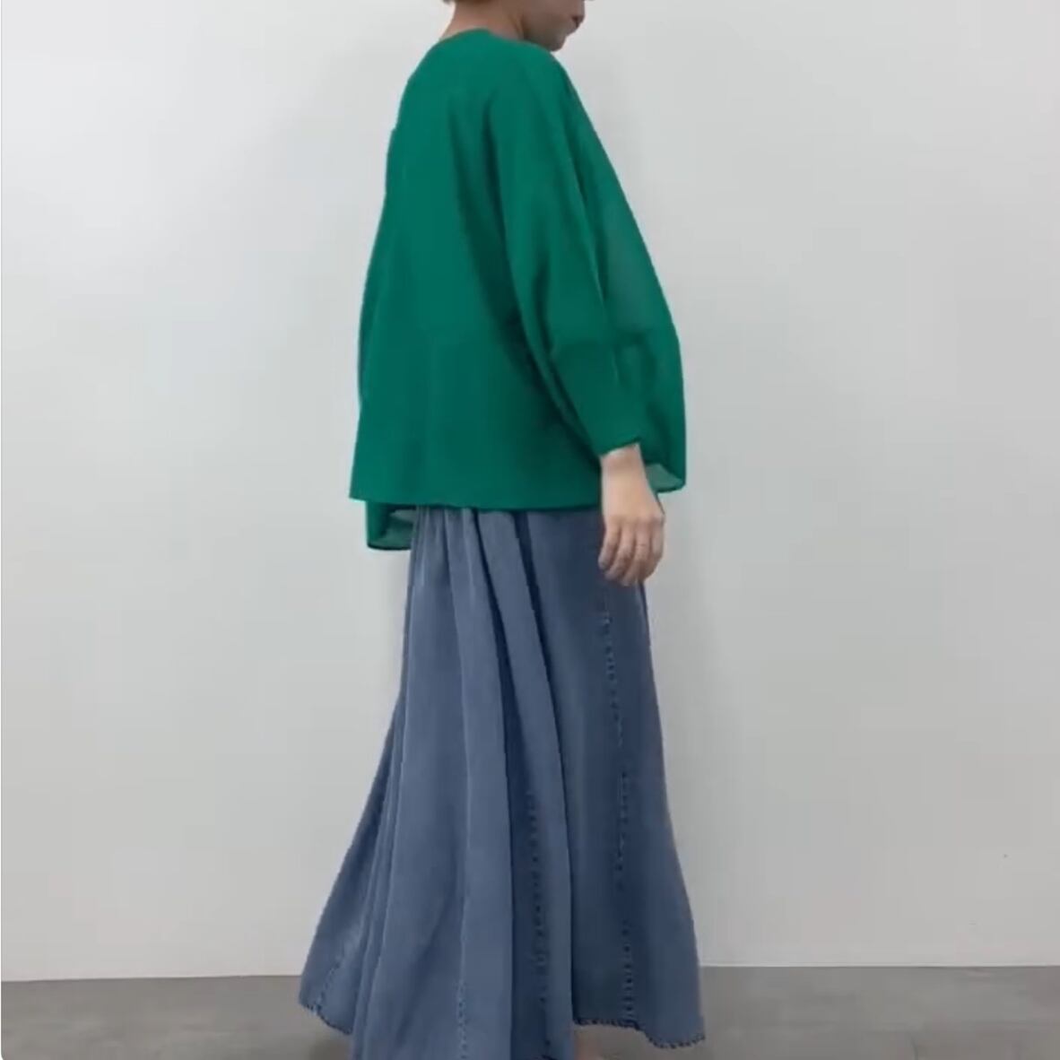 JIL SANDER デニムフレアスカート 紐付き CYNICAL(シニカル)】セルロースデニムフレアスカート［612-96022