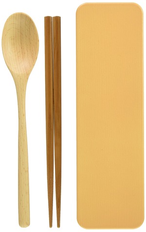 【人気】たつみや スプーン&箸セット スライド 曲げわっぱ 日本製 ベージュ 18ｃｍ