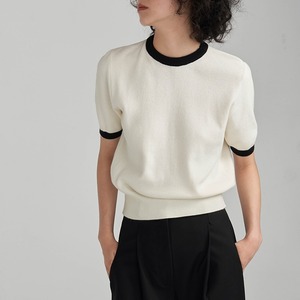 Bicolor short lib knit＊S-444