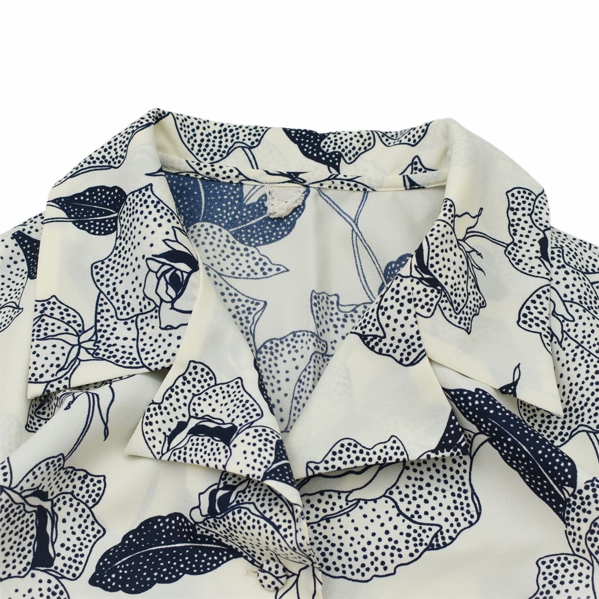 Vtg monochrome flower open collar shirt | 古着屋 grin days