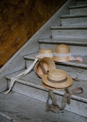 【即納】FROU FROU kids / The classic canotier hat / off White