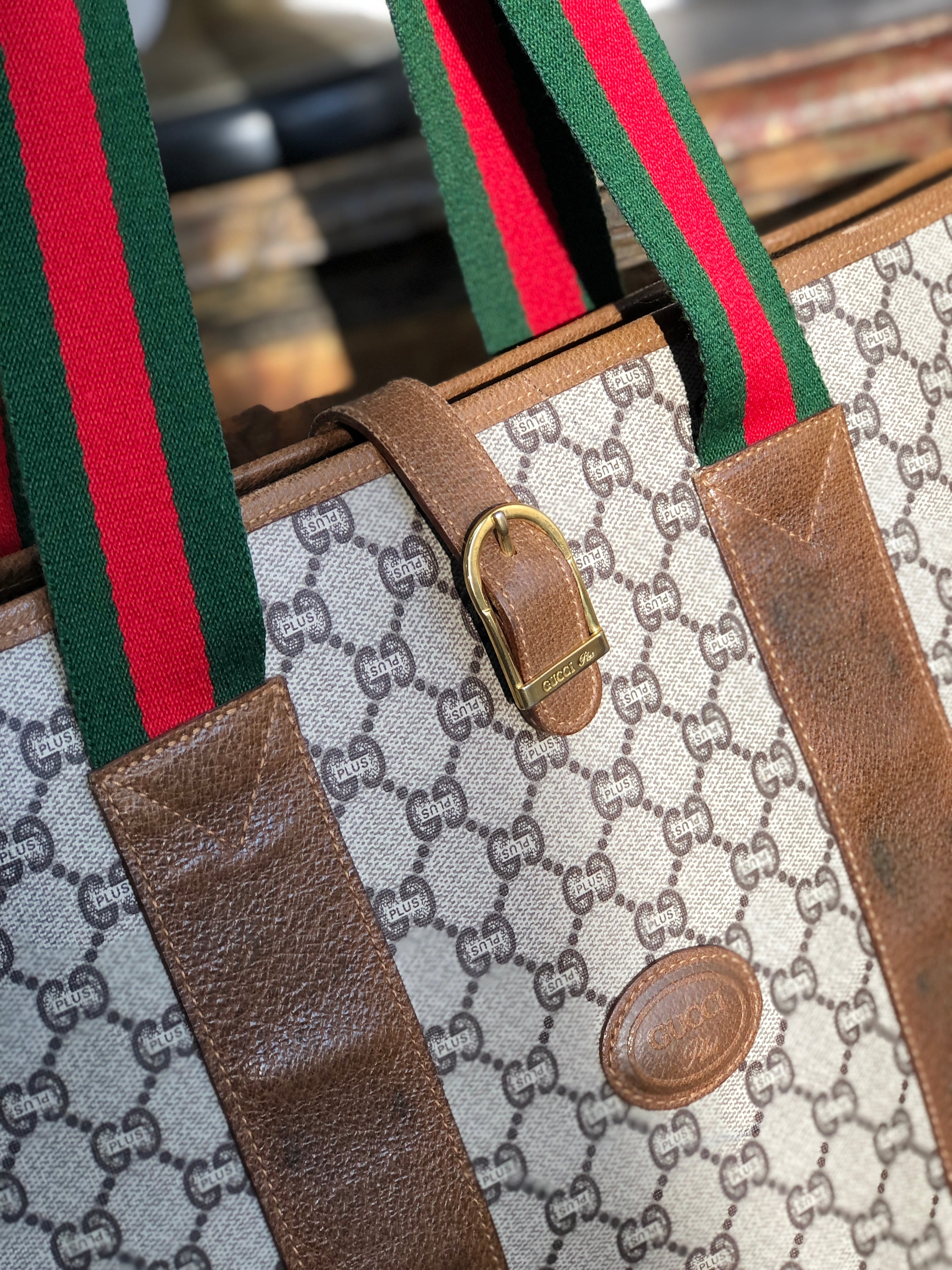 日本直送 名牌中古包 】GUCCI グッチ シェリーライン ロゴ PVC×レザー