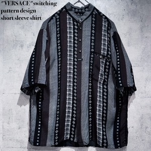 "VERSACE"switching pattern design short sleeve shirt