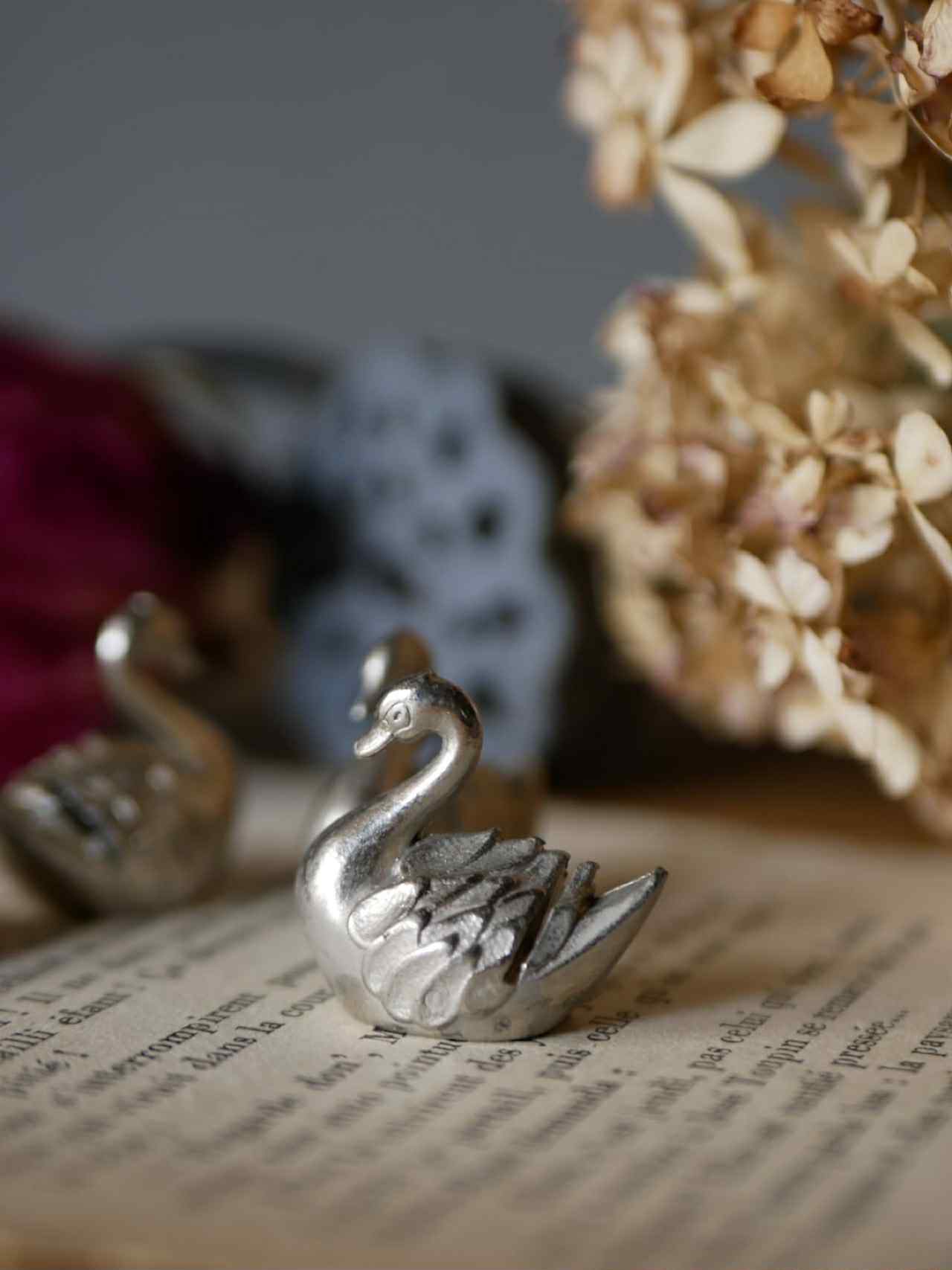 スワン カードスタンド 白鳥 刻印入り フランスヴィンテージ