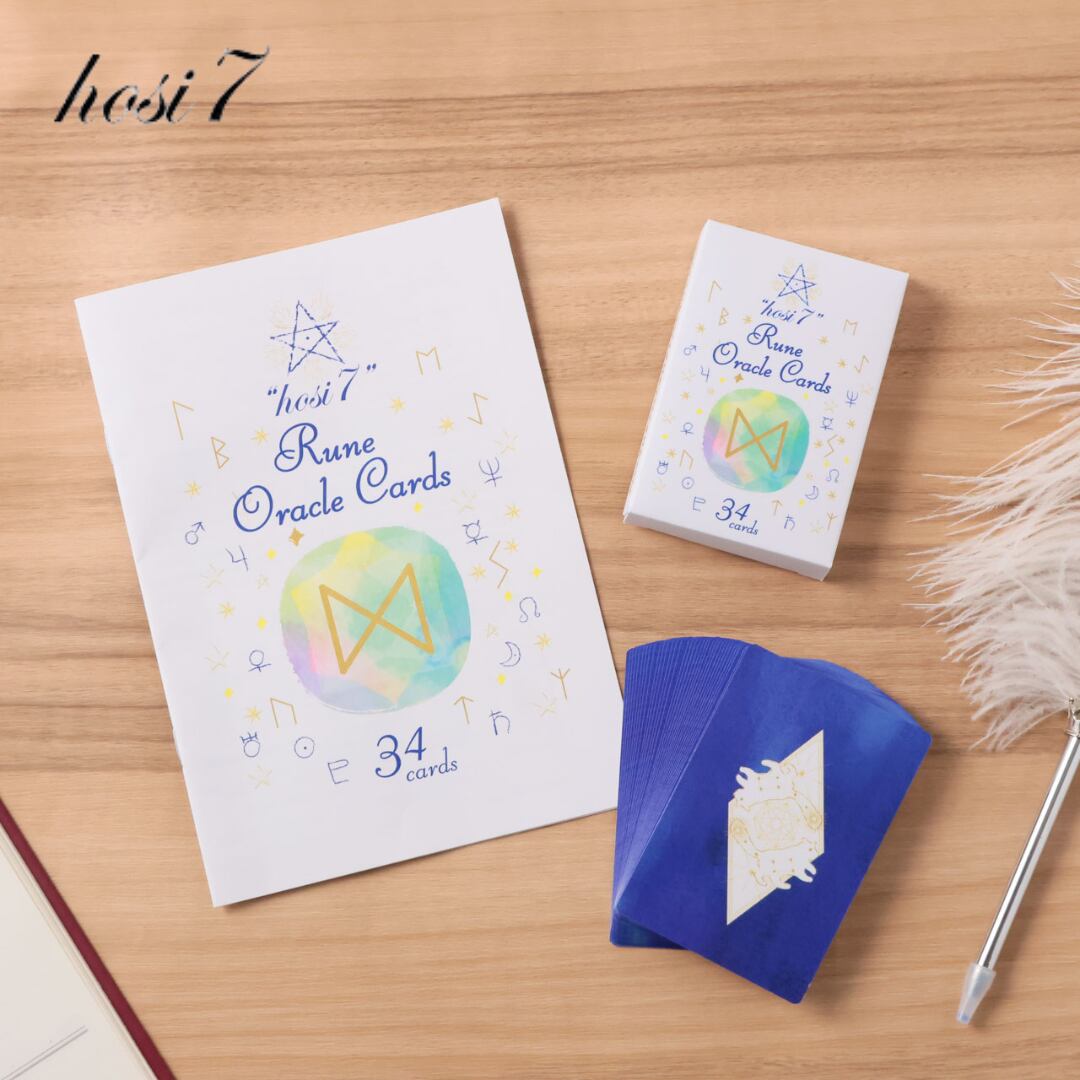 オラクルカード かわいい 日本語解説書付き 日本語 hosi7 ほしなな 美しい ルーンオラクルカード カラー カード 初心者 34枚 紙ケース入り コンパクト 占い 星座 占星術 おすすめ ギフト プレゼント Zk126 7-250