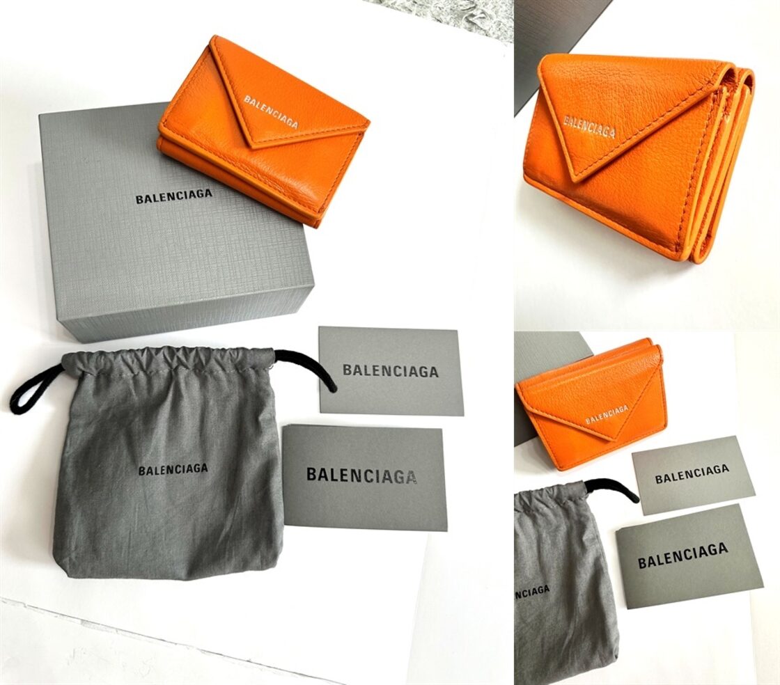 BALENCIAGA バレンシアガ PAPIER ミニウォレット ビビットオレンジ  