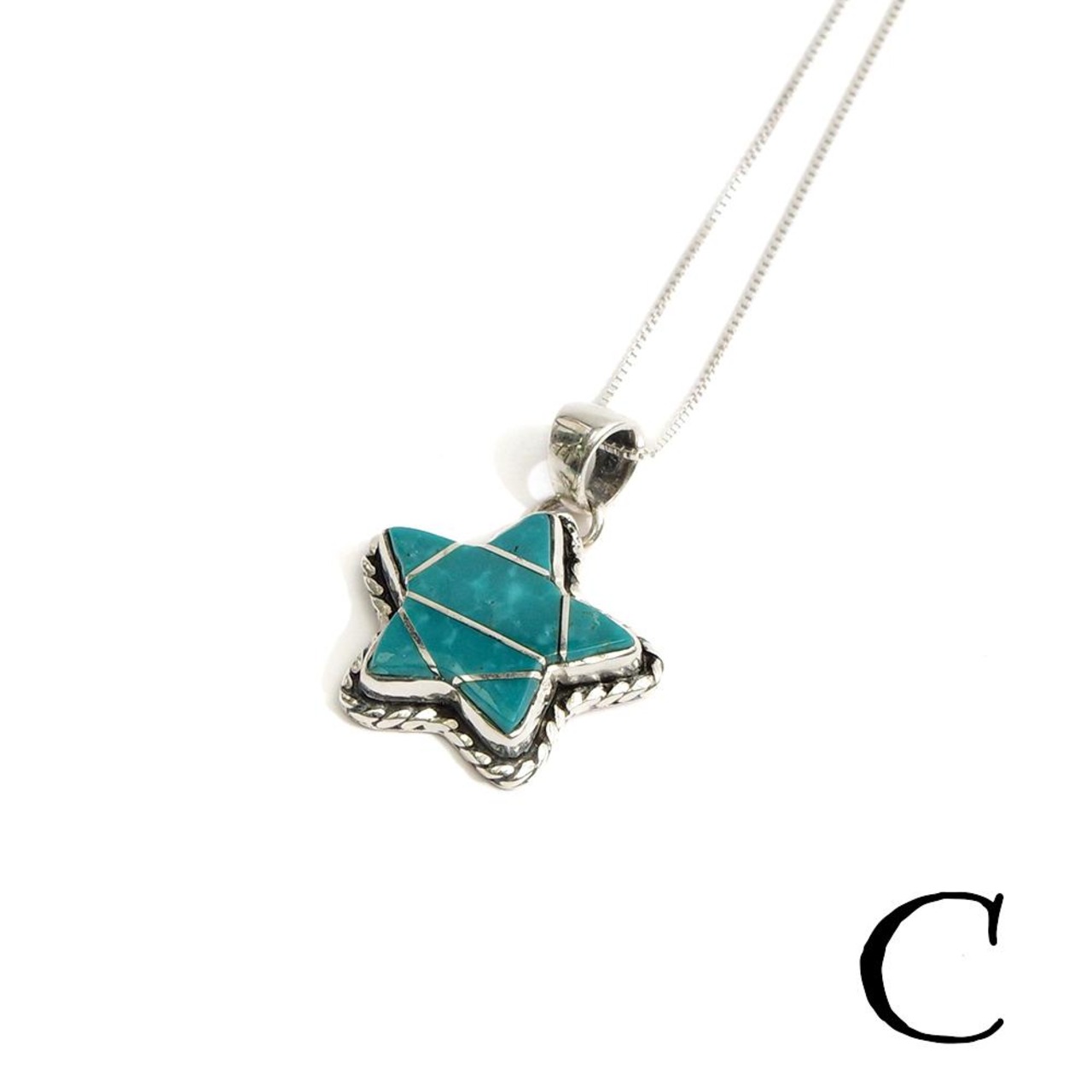 【INDIAN JEWELRY インディアンジュエリー】Navajo Turquoise Star pendant James Maygoats ナバホ ターコイズ スターペンダント ジェームス・メイゴート作