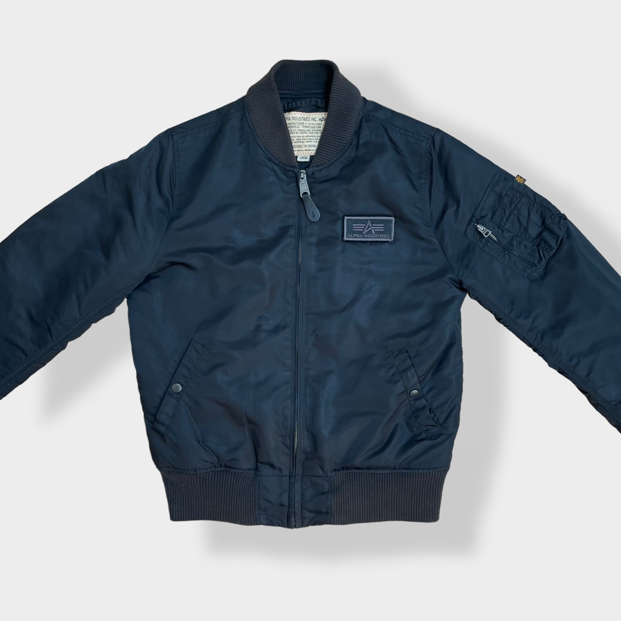 【ALPHA INDUSTRIES】 フライトジャケット MA-1 ジャンパー ブルゾン 中綿 ワッペン ロゴ L  アルファ 古着