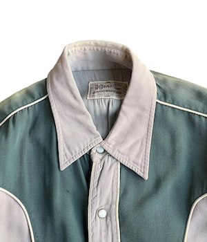 Vintage 50s H BAR C gabardine western shirt