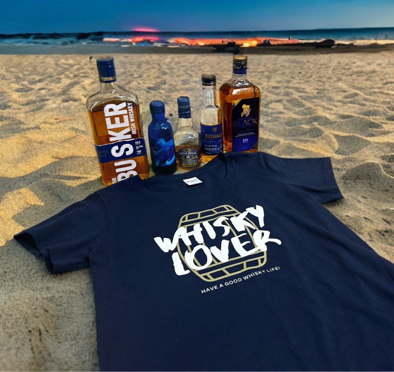 WHISKY LOVER T-shirt【metro blue】